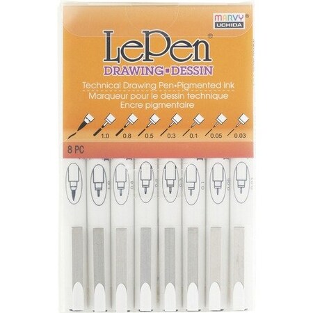 Uchida Of America PEN, DRAWING, LEPEN, BK, 8 PK UCH41008A